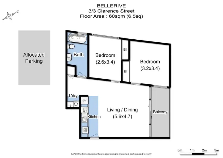 Floorplan of Homely apartment listing, 3/3 Clarence Street, Bellerive TAS 7018