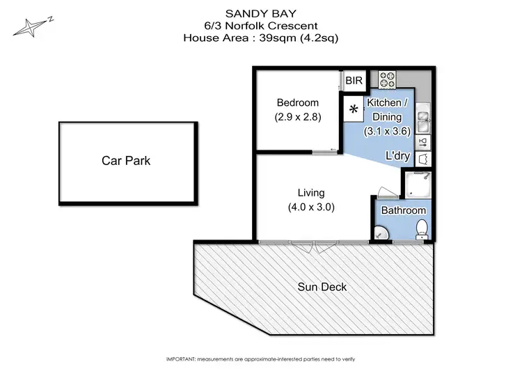Floorplan of Homely apartment listing, 6/3 Norfolk Crescent, Sandy Bay TAS 7005