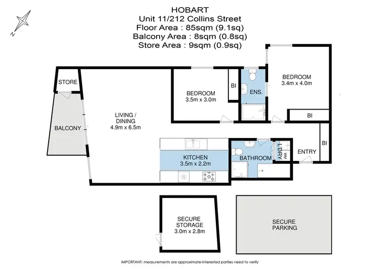 Floorplan of Homely apartment listing, 11/212 Collins Street, Hobart TAS 7000