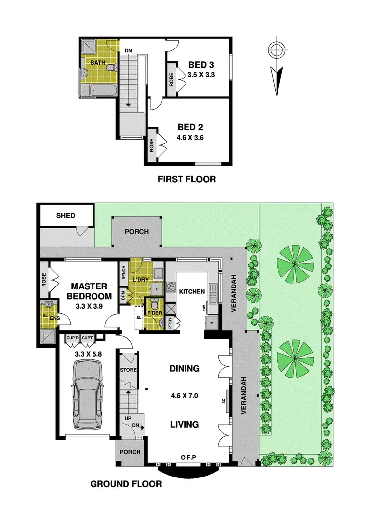 Floorplan of Homely townhouse listing, 1/307 Station Street, Fairfield VIC 3078