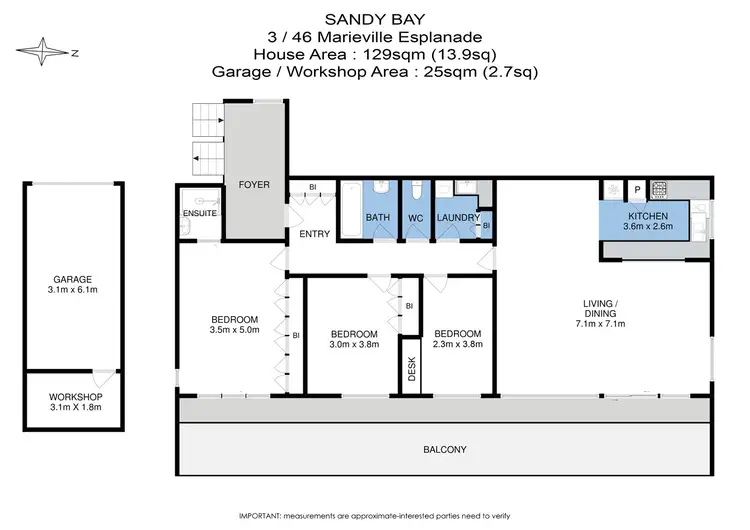 Floorplan of Homely townhouse listing, 3/46 Marieville Esplanade, Sandy Bay TAS 7005