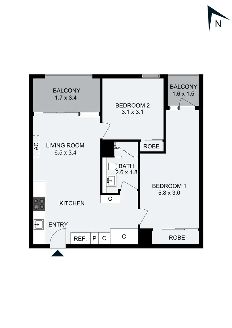 Floorplan of Homely apartment listing, 2202E/888 Collins Street, Docklands VIC 3008