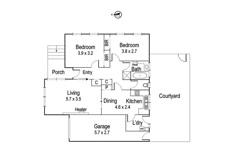 Floorplan of Homely unit listing, 1/65 Hawdon Street, Heidelberg VIC 3084