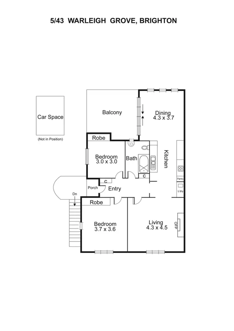 Floorplan of Homely apartment listing, 5/43 Warleigh Grove, Brighton VIC 3186