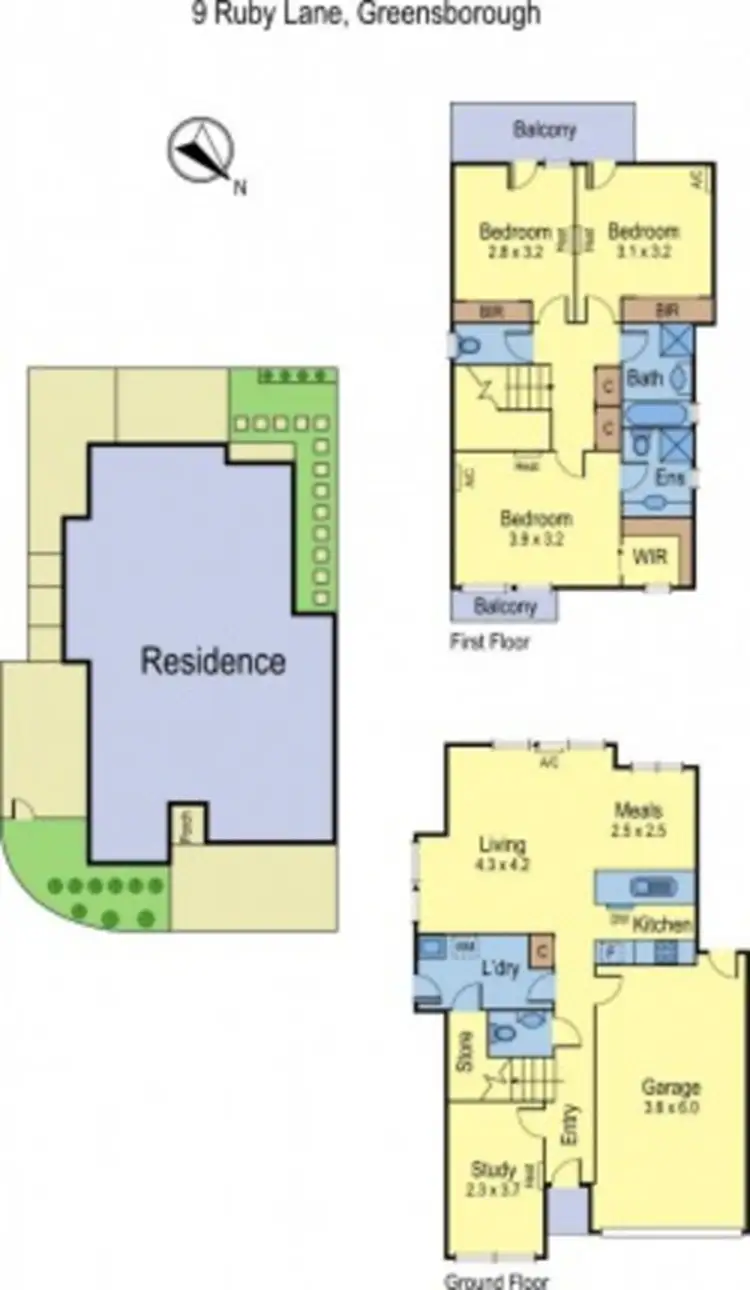 Floorplan of Homely townhouse listing, 9 Ruby Lane, Greensborough VIC 3088