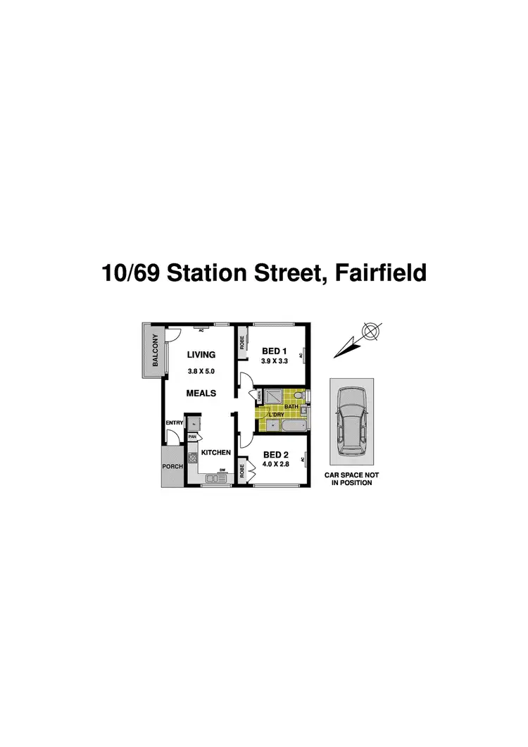 Floorplan of Homely unit listing, 10/69 Station Street, Fairfield VIC 3078