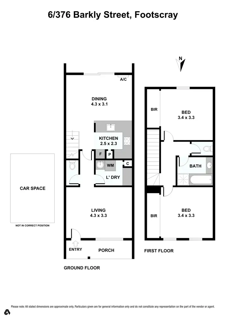 Floorplan of Homely townhouse listing, 6/376 Barkly Street, Footscray VIC 3011