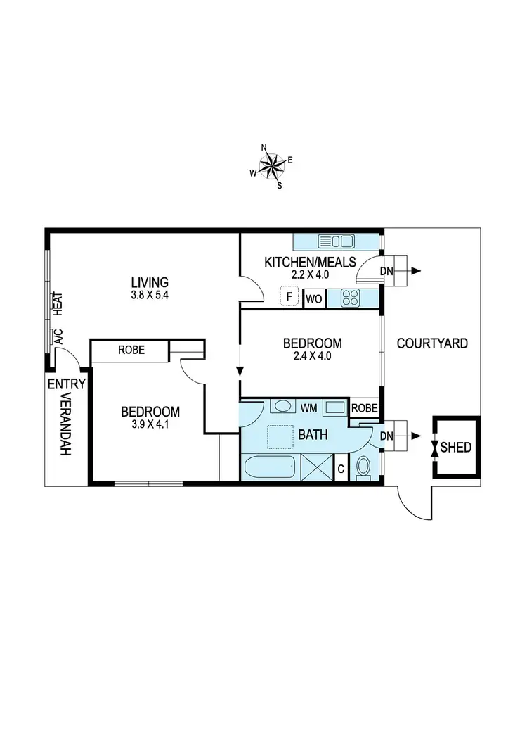 Floorplan of Homely unit listing, 1/12 Leila Road, Carnegie VIC 3163