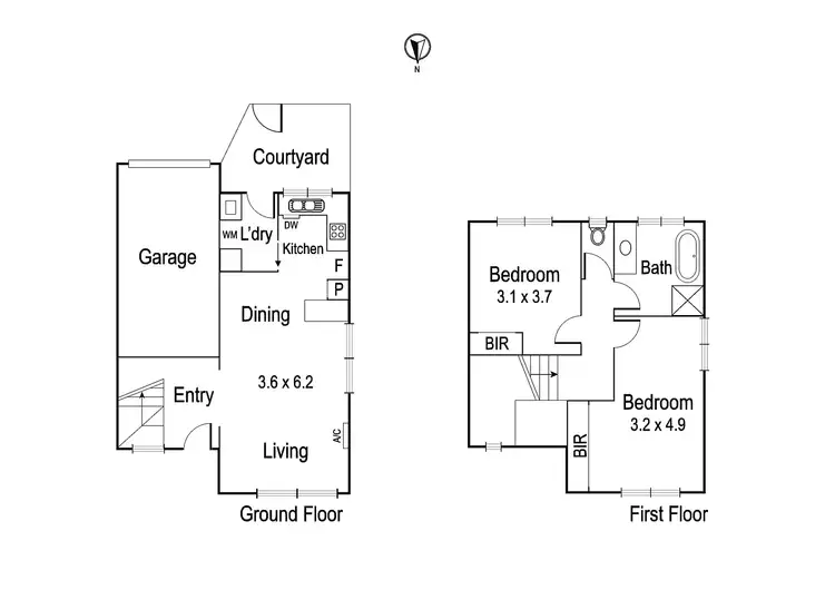 Floorplan of Homely townhouse listing, 1/15 Gillies Street, Fairfield VIC 3078