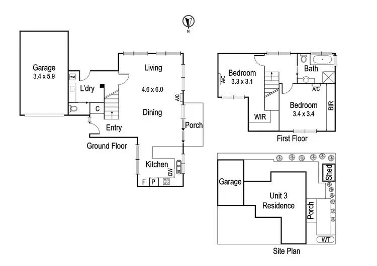 Floorplan of Homely townhouse listing, 2 & 3/129 Rosanna Road, Rosanna VIC 3084