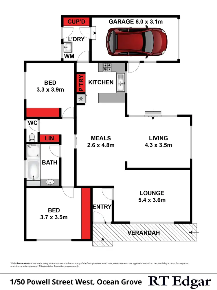 Floorplan of Homely unit listing, 1/50 Powell Street, Ocean Grove VIC 3226