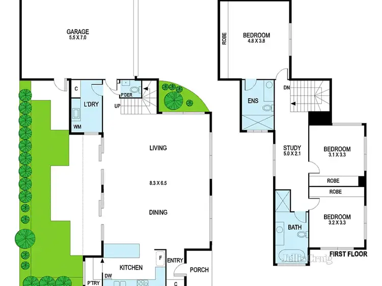 Floorplan of Homely townhouse listing, 2/1 Romney Close, Moorabbin VIC 3189