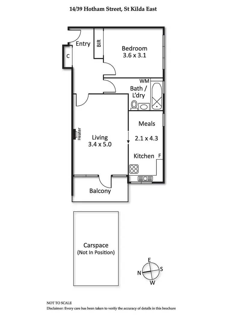 Floorplan of Homely apartment listing, 14/39 Hotham Street, St Kilda East VIC 3183