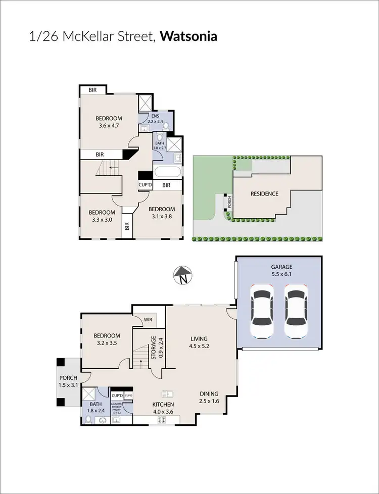 Floorplan of Homely townhouse listing, 1/26 McKellar Street, Watsonia VIC 3087