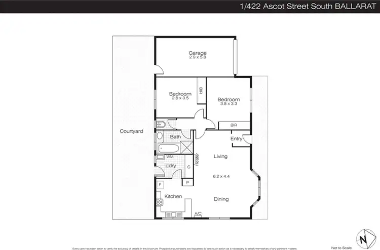 Floorplan of Homely unit listing, 1/422 Ascot Street, Ballarat Central VIC 3350