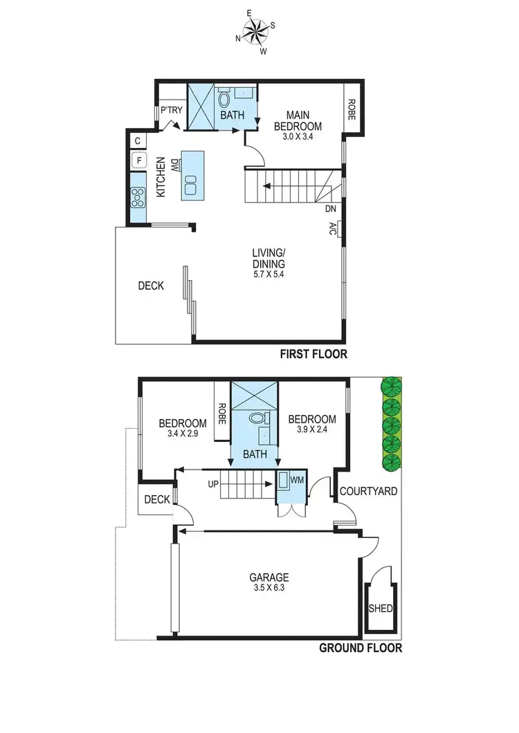 Floorplan of Homely townhouse listing, 2/26 Ames Avenue, Carnegie VIC 3163