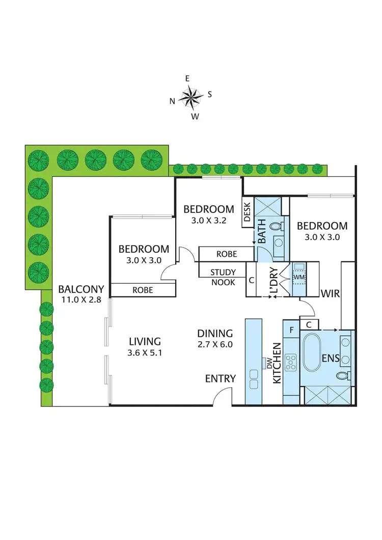 Floorplan of Homely apartment listing, 311/87 Mount Street, Heidelberg VIC 3084