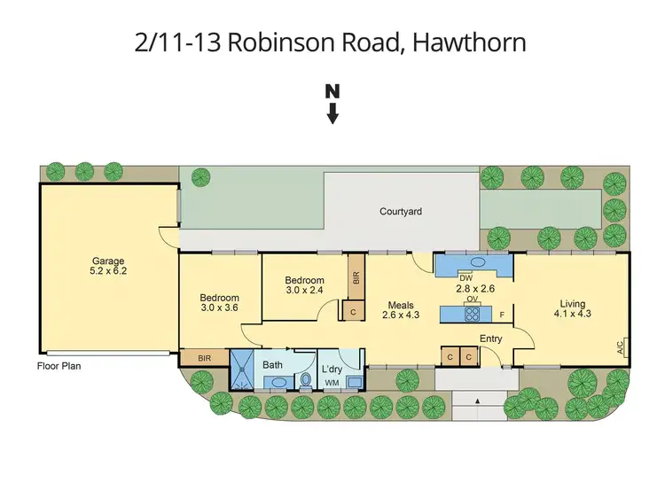 Floorplan of Homely unit listing, 2/11-13 Robinson Road, Hawthorn VIC 3122