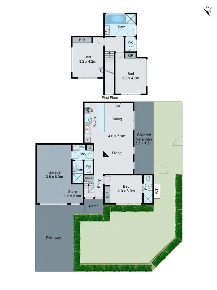 Floorplan of Homely townhouse listing, 1/2 Alice Street, Clayton VIC 3168