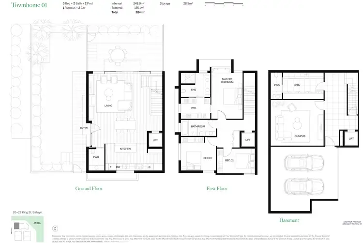 Floorplan of Homely townhouse listing, 1/28 King Street, Balwyn VIC 3103