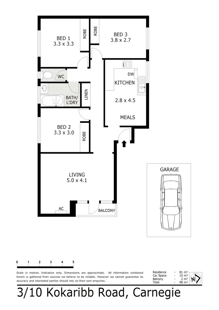 Floorplan of Homely apartment listing, 3/10 Kokaribb Road, Carnegie VIC 3163