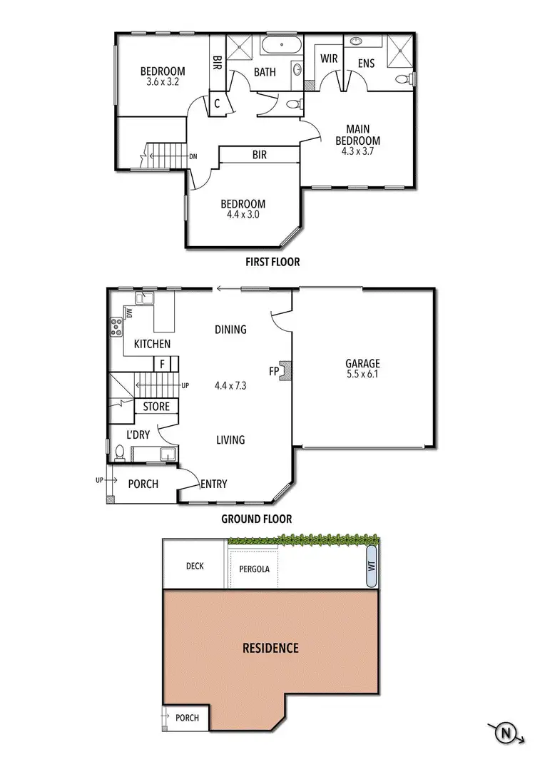 Floorplan of Homely townhouse listing, 3/34 Evans Street, Moonee Ponds VIC 3039