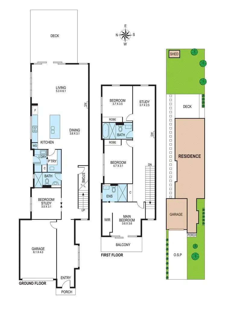 Floorplan of Homely townhouse listing, 6b Bradford Street, Bentleigh East VIC 3165