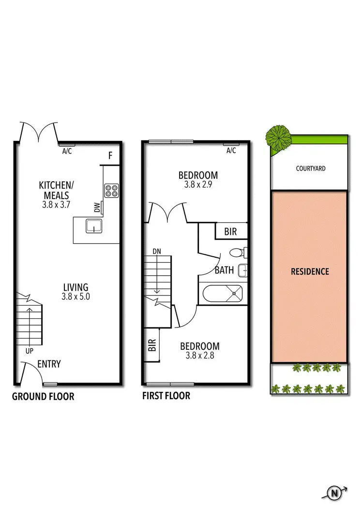 Floorplan of Homely townhouse listing, 2/1 Grandview Avenue, Maribyrnong VIC 3032