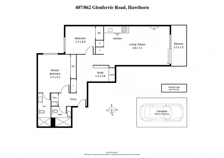 Floorplan of Homely apartment listing, 407/862 Glenferrie Road, Hawthorn VIC 3122