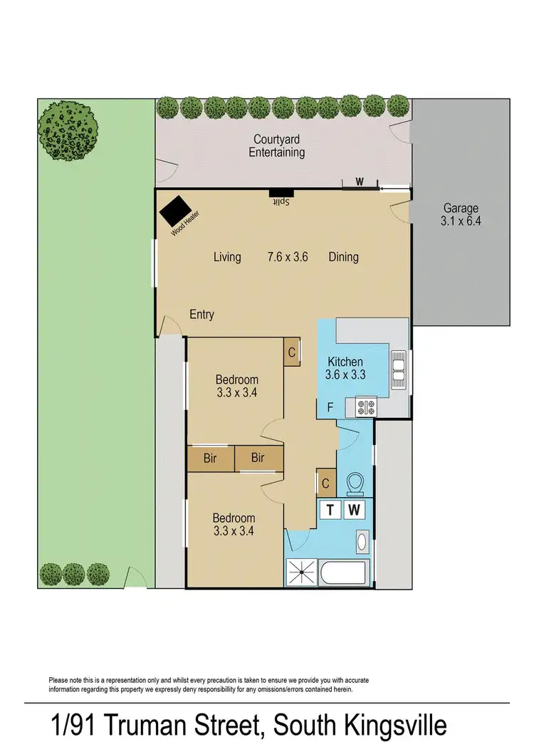 Floorplan of Homely unit listing, 1/91 Truman Street, South Kingsville VIC 3015
