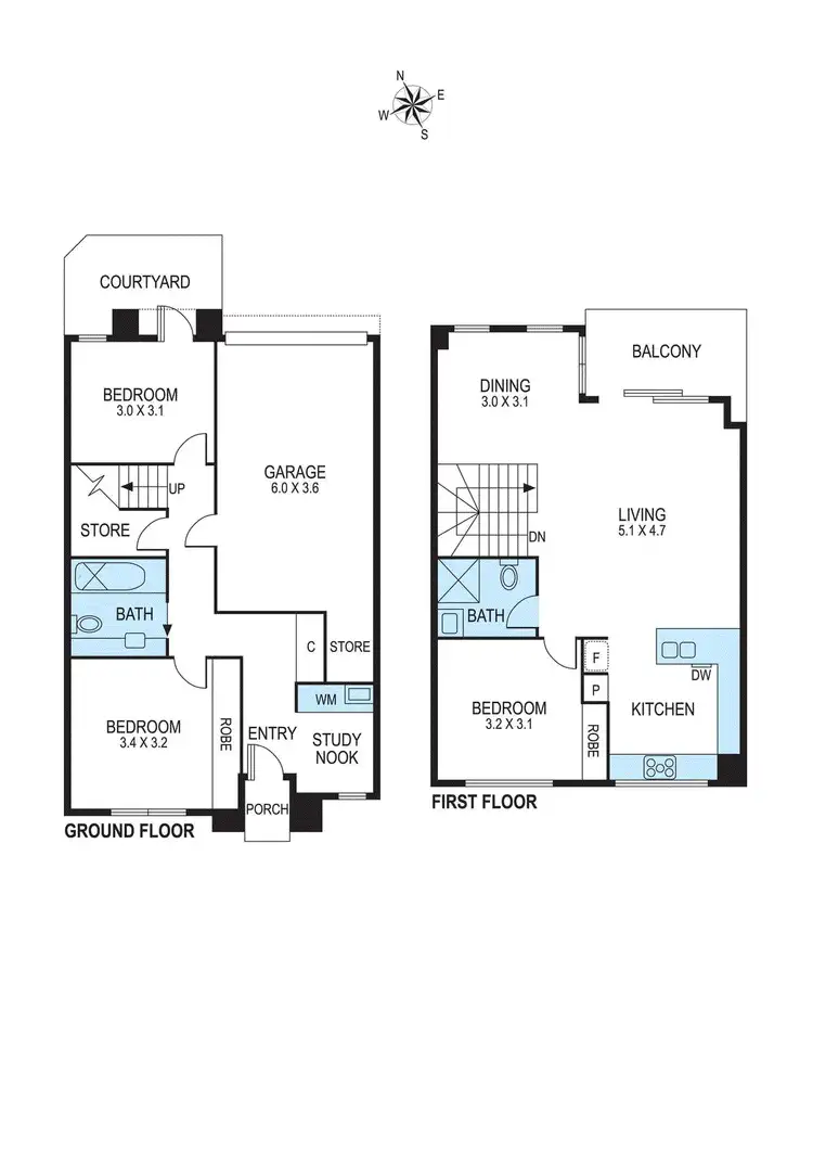 Floorplan of Homely townhouse listing, 17C Gray Street, Bentleigh East VIC 3165