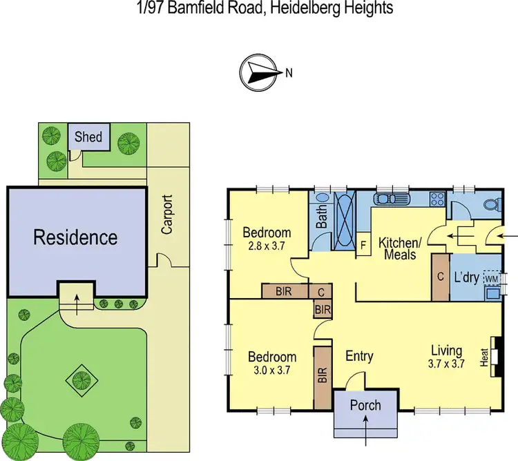 Floorplan of Homely unit listing, 1/97 Bamfield Road, Heidelberg Heights VIC 3081