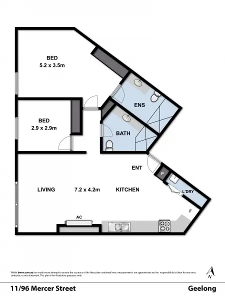 Floorplan of Homely apartment listing, 11/96 Mercer Street, Geelong VIC 3220