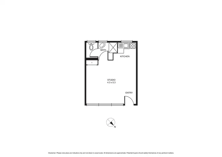Floorplan of Homely studio listing, 26/36 Dalgety Street, St Kilda VIC 3182