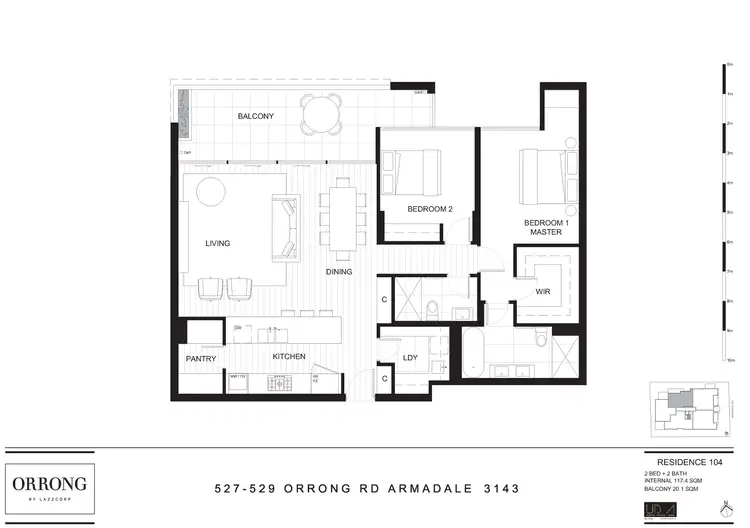 Floorplan of Homely apartment listing, 104/527 Orrong Road, Armadale VIC 3143