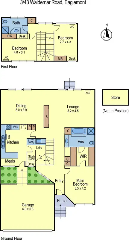 Floorplan of Homely townhouse listing, 3/43 Waldemar Road, Eaglemont VIC 3084