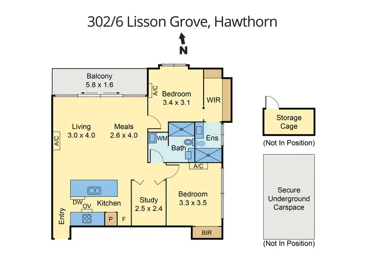 Floorplan of Homely apartment listing, 302/6 Lisson Grove, Hawthorn VIC 3122