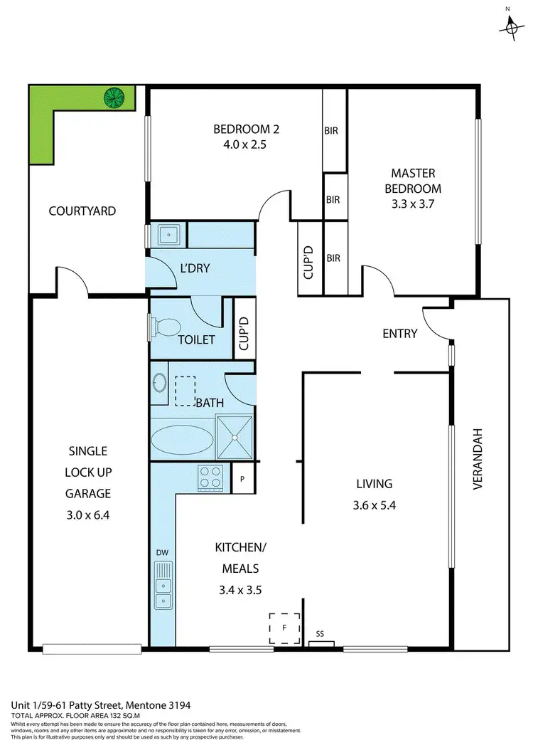 Floorplan of Homely unit listing, 1/59-61 Patty Street, Mentone VIC 3194