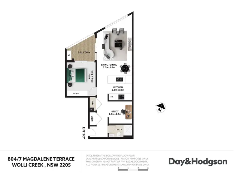 Floorplan of Homely apartment listing, 804/7 Magdalene Terrace, Wolli Creek NSW 2205