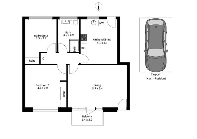 Floorplan of Homely villa listing, 2/22 Wentworth Avenue, Canterbury VIC 3126