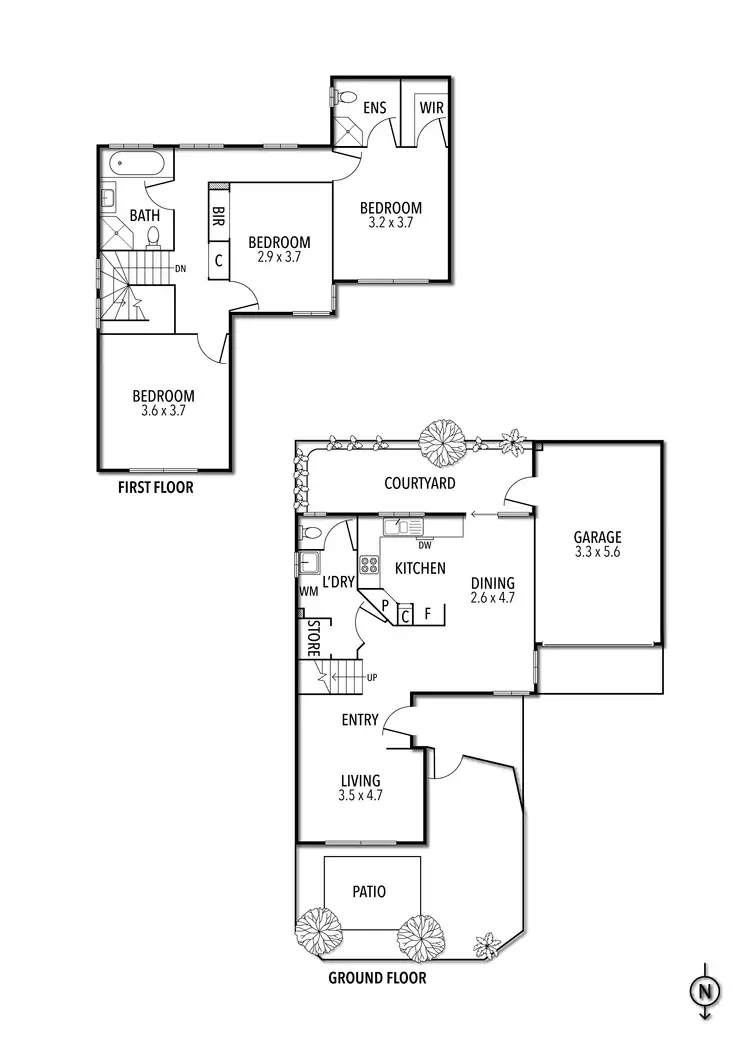 Floorplan of Homely townhouse listing, 10/202 Glenlyon Road, Brunswick East VIC 3057