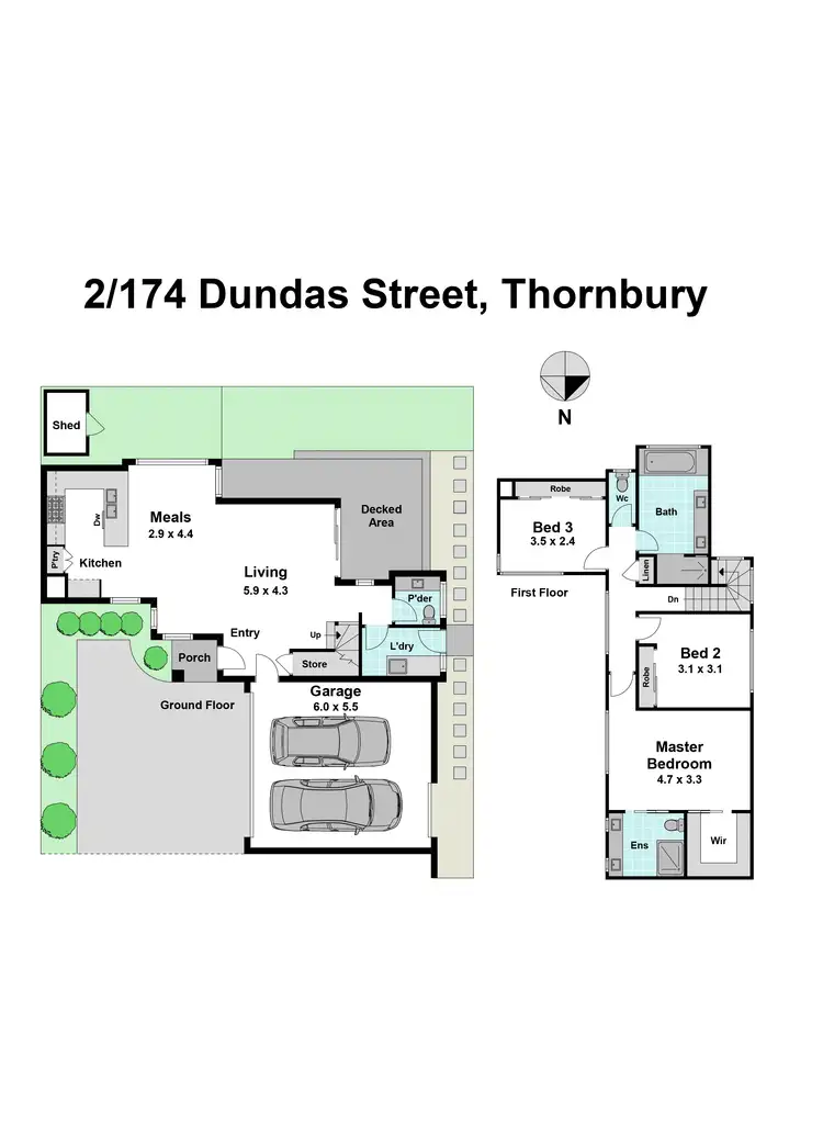 Floorplan of Homely townhouse listing, 2/174 Dundas Street, Thornbury VIC 3071