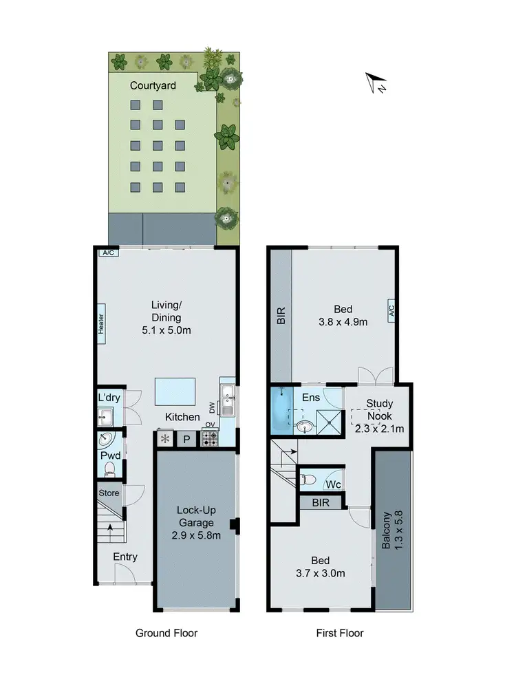 Floorplan of Homely townhouse listing, 1/338 Neerim Road, Carnegie VIC 3163