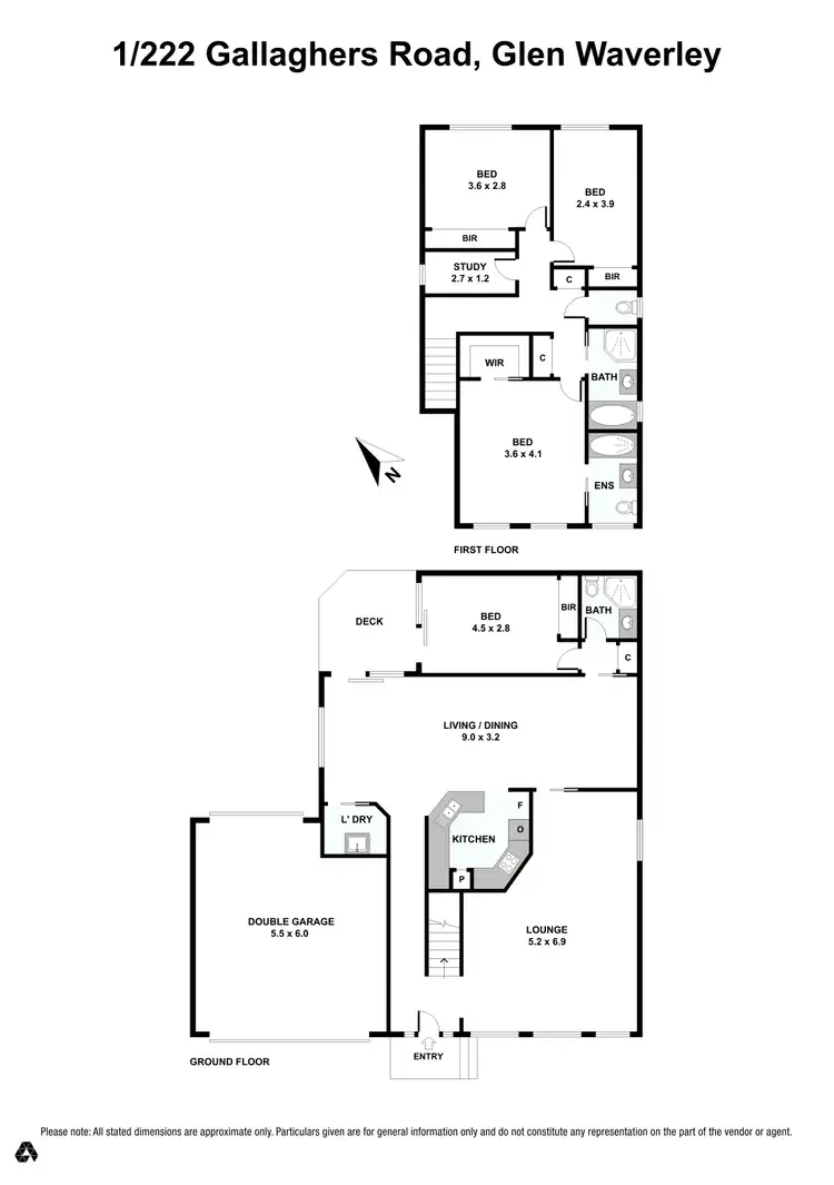 Floorplan of Homely townhouse listing, 1/222 Gallaghers Road, Glen Waverley VIC 3150
