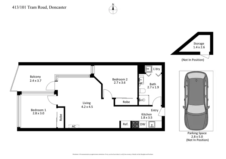 Floorplan of Homely apartment listing, 413/101 Tram Road, Doncaster VIC 3108