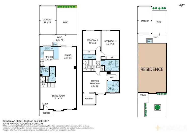 Floorplan of Homely townhouse listing, 3/36 Union Street, Brighton East VIC 3187