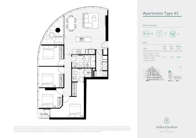 Floorplan of Homely apartment listing, 906/188 Macaulay Road, North Melbourne VIC 3051