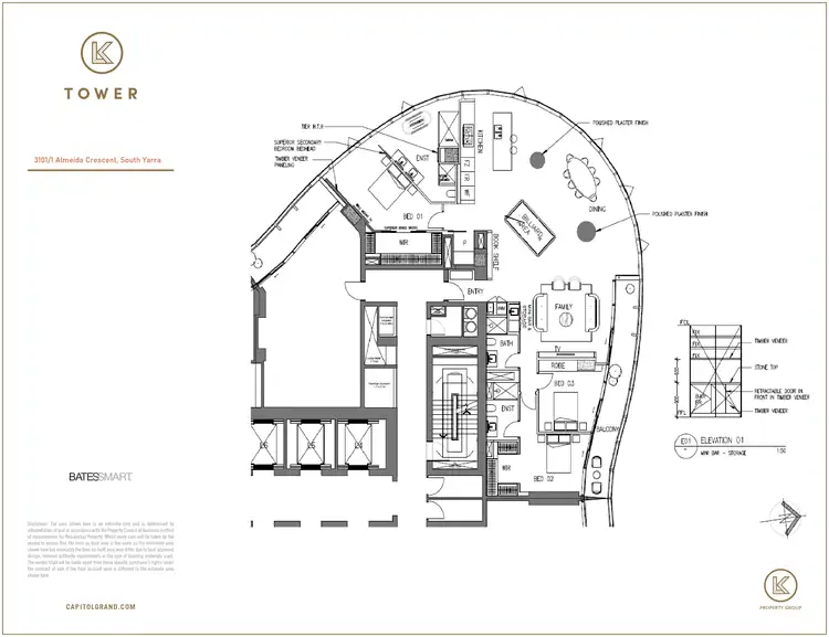 Floorplan of Homely apartment listing, 3101/1 Almeida Crescent, South Yarra VIC 3141