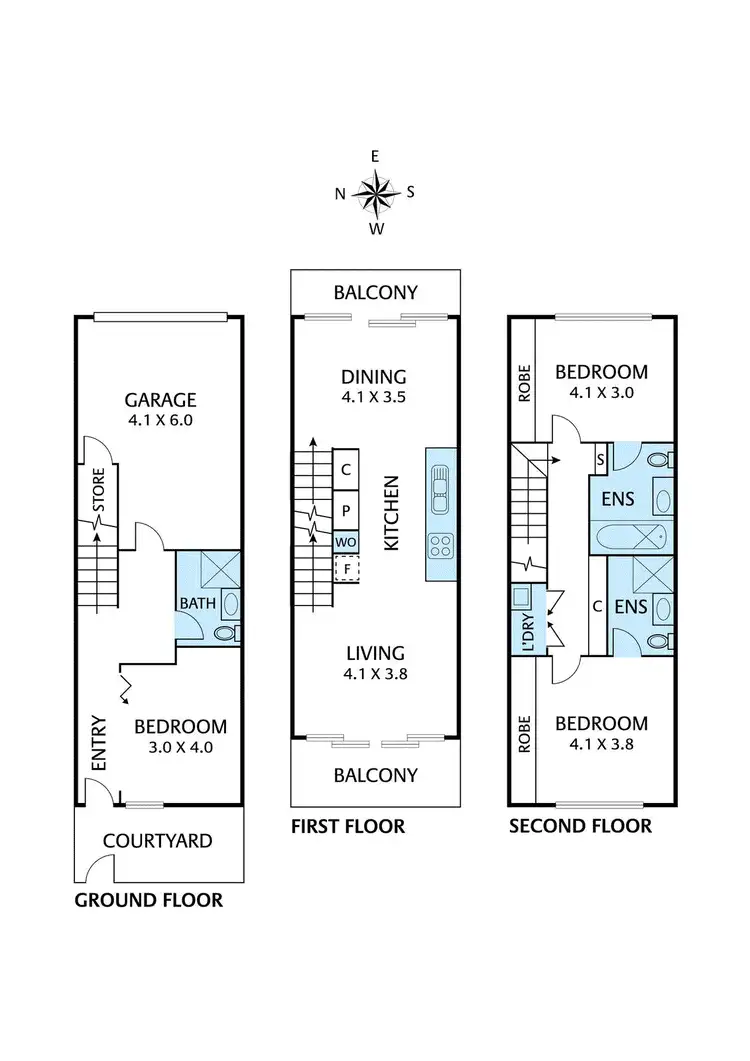 Floorplan of Homely townhouse listing, 12 Barries Place, Clifton Hill VIC 3068