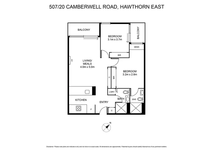 Floorplan of Homely apartment listing, 507/20 Camberwell Road, Hawthorn East VIC 3123